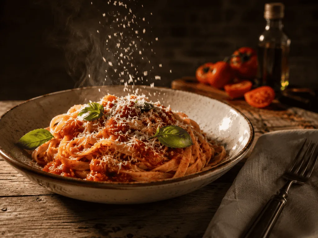 Prompts Claude para Fotografia fotografia gastronômica fotorrealista de um prato de massas artesanais